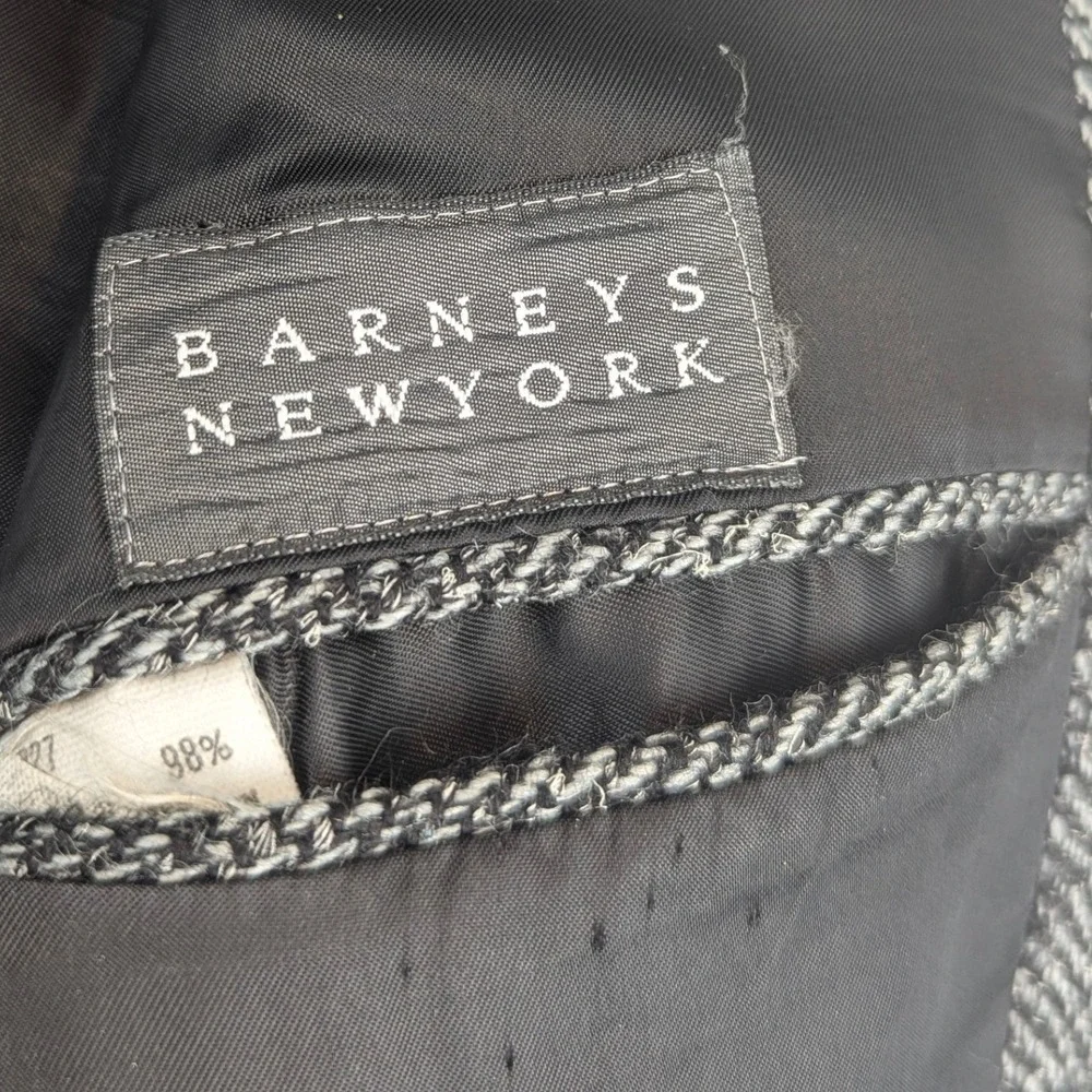 VTG San Remo Barneys NY Mens Grey Herringbone Wool Blazer Sport Coat Italy 40L